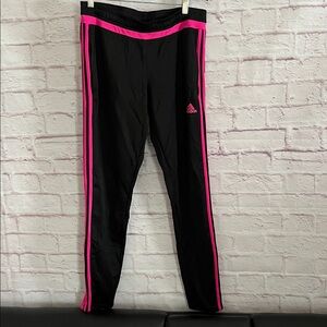 Adidas Black joggers with Pink Stripes